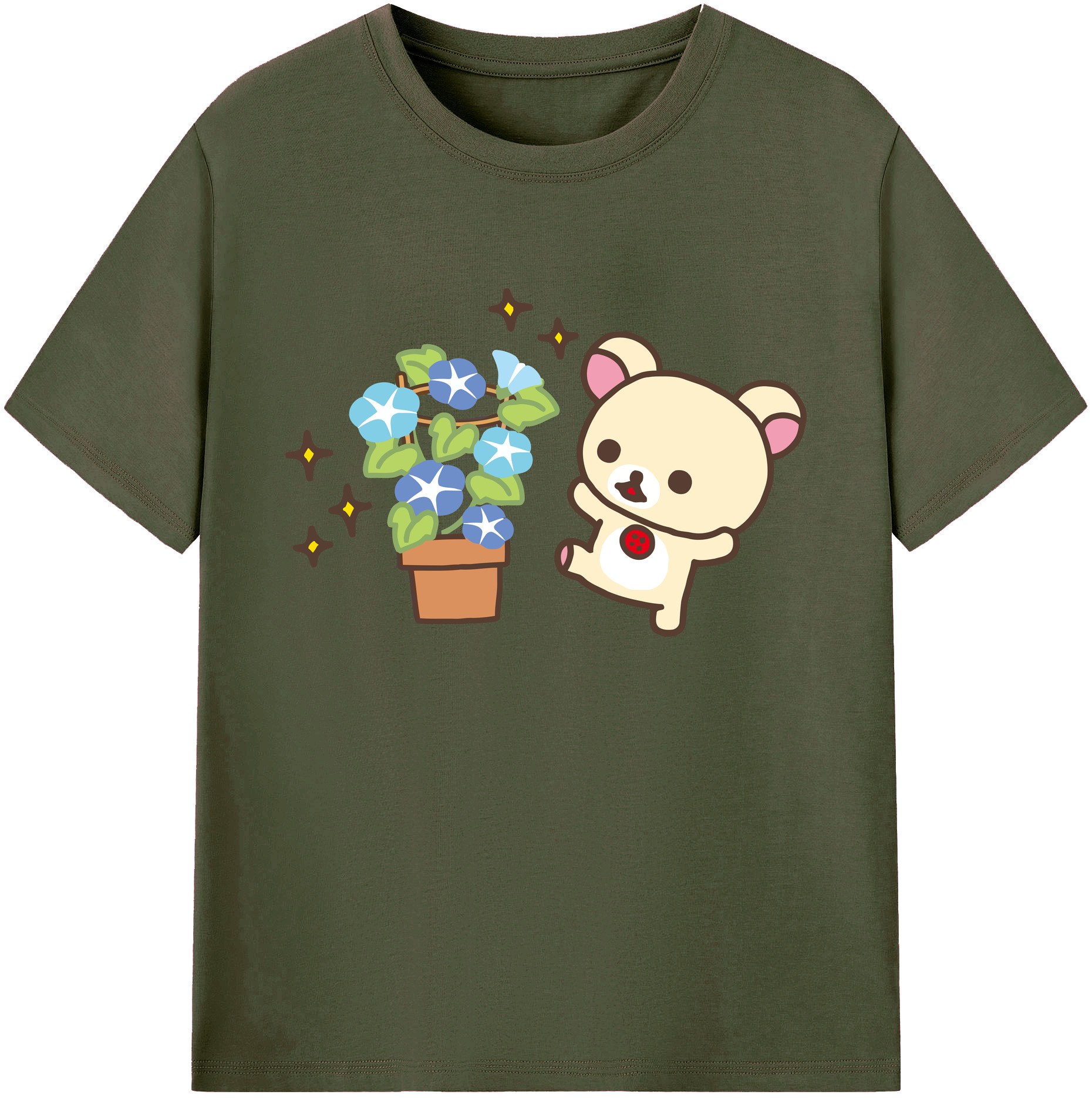 （画像用） リラックマ リラックマ キイロイトリ Rilakkuma Korilakkuma Kiiroitori 綿100％ メンズ半袖Tシャツ｜肌触りやわらか＆通気性